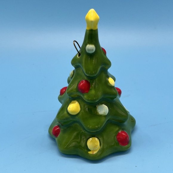 Vintage Norcrest Christmas Tree Bell Ornament  4” Ceramic Crafted In Japan - Picture 1 of 7